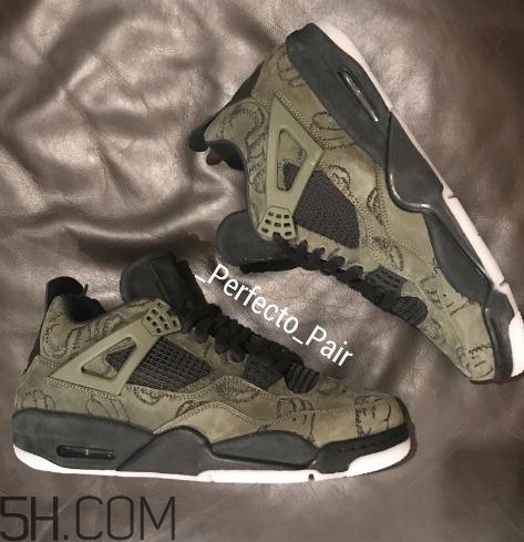 kaws與air jordan 4聯(lián)名橄欖綠版本實(shí)物什么樣？