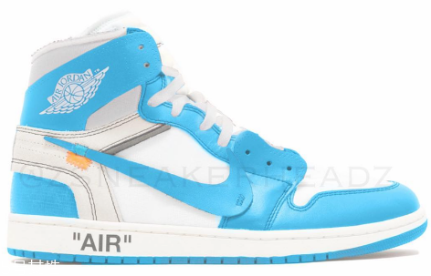 off white聯名air jordan 1北卡藍配色發(fā)售時間_多少錢？